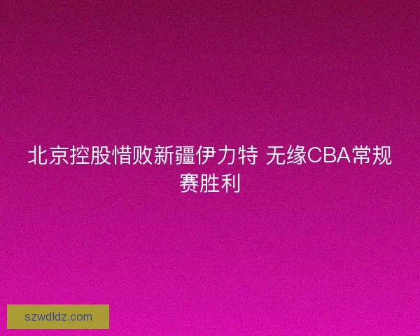 北京控股惜败新疆伊力特 无缘CBA常规赛胜利 北京控股惜败新疆伊力特 无缘CBA常规赛胜利