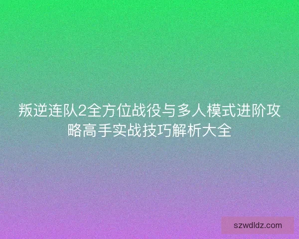 叛逆连队2全方位战役与多人模式进阶攻略高手实战技巧解析大全